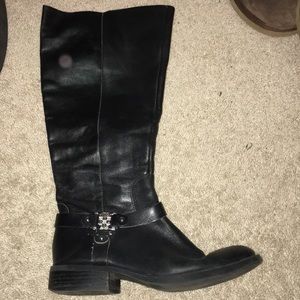 wide calf black leather riding boots